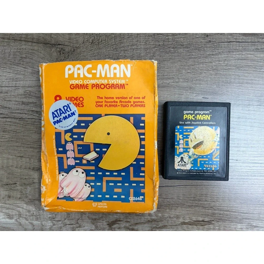 Pac-Man (Atari 2600, 1982) Video Game Cartridge With Box